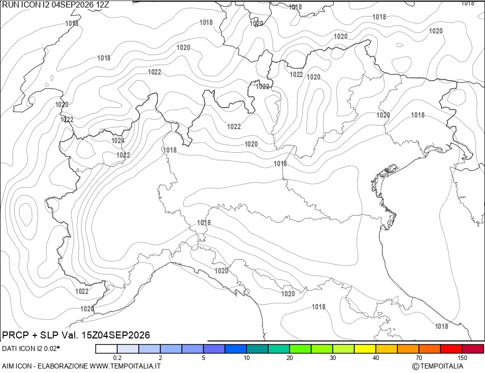 mappa Precipitazioni e pressione SLM