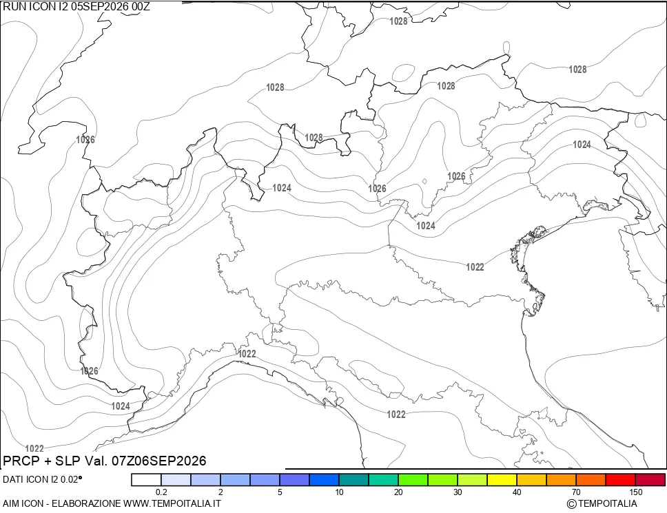 mappa Precipitazioni e pressione SLM