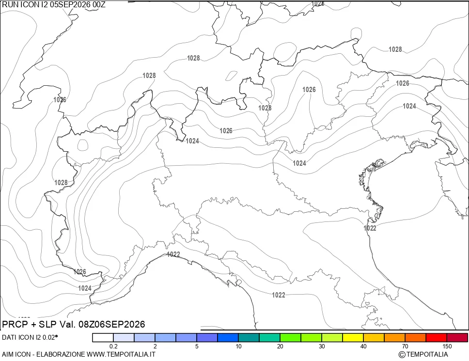mappa Precipitazioni e pressione SLM