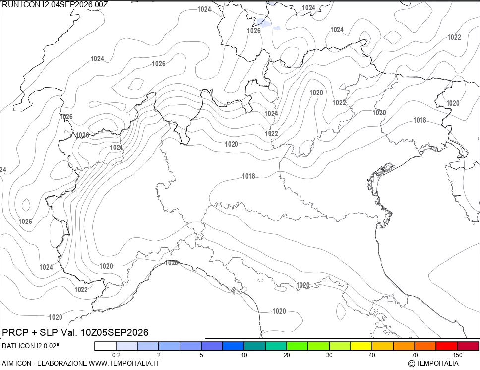 mappa Precipitazioni e pressione SLM