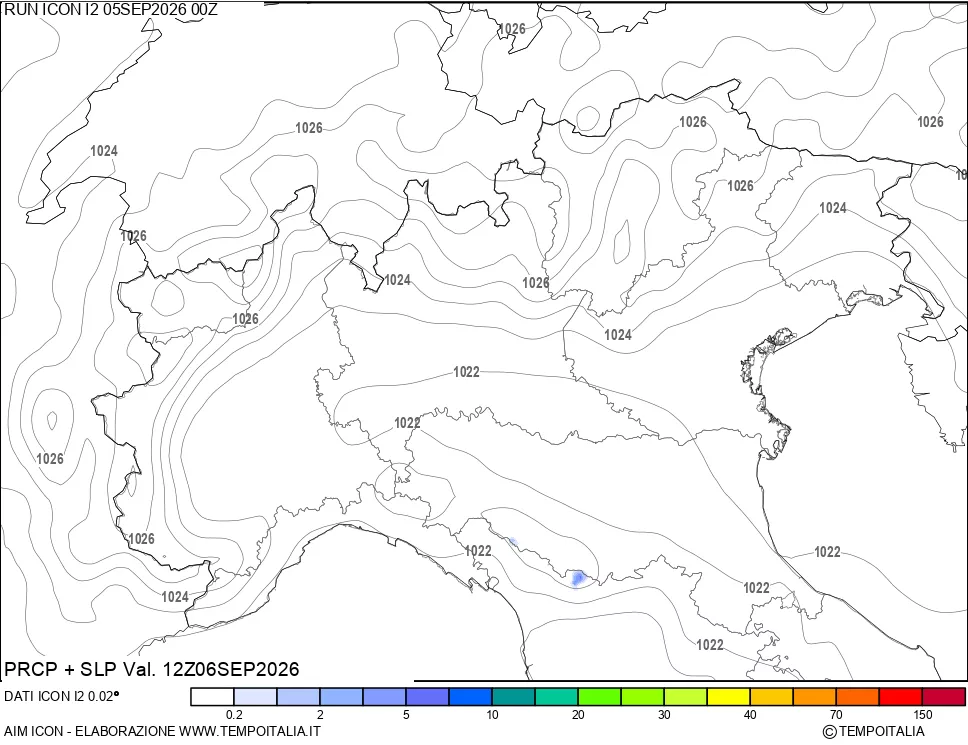 mappa Precipitazioni e pressione SLM