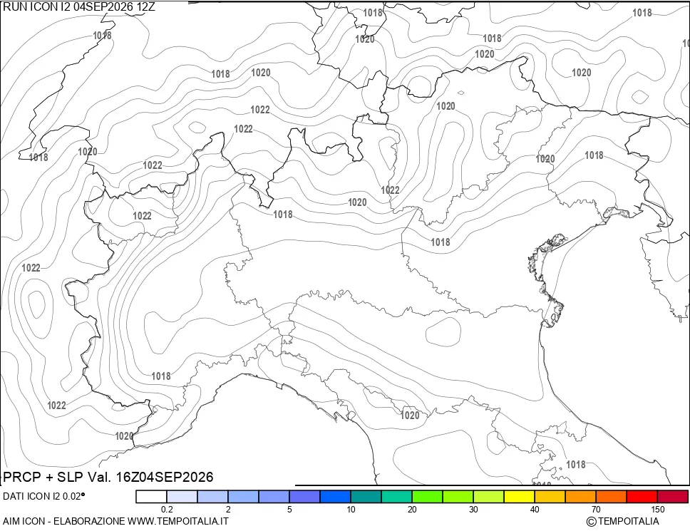 mappa Precipitazioni e pressione SLM