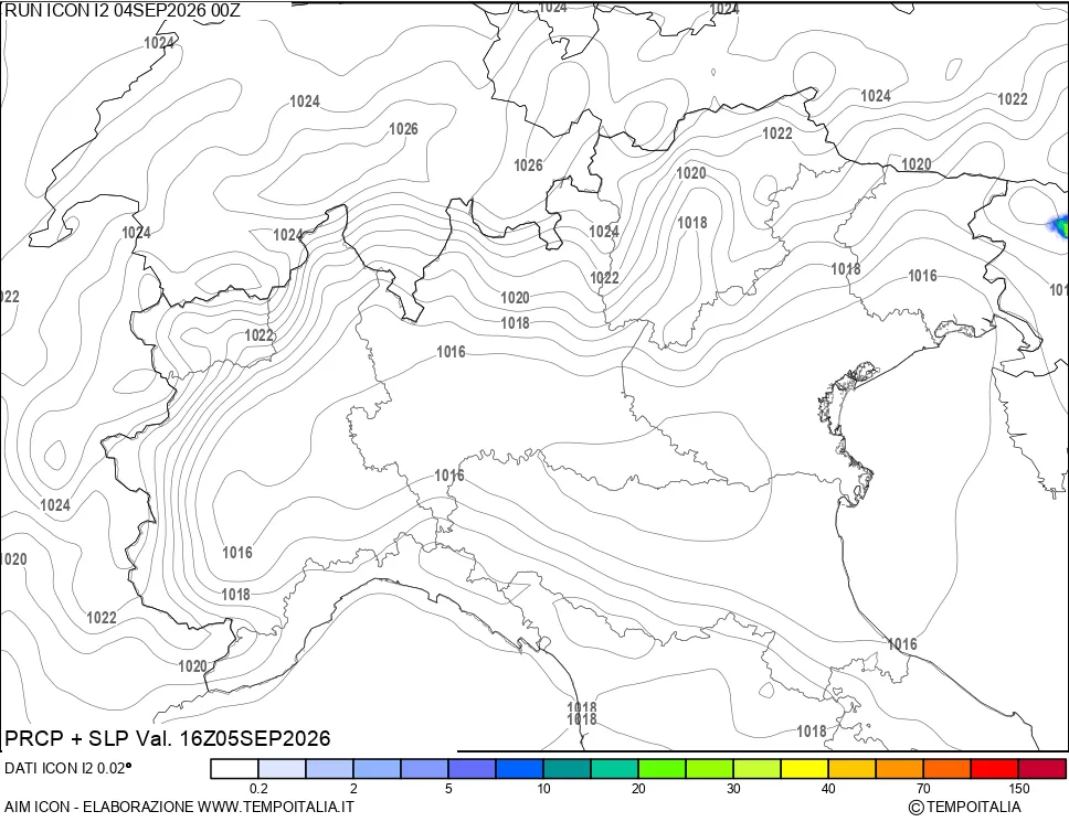 mappa Precipitazioni e pressione SLM