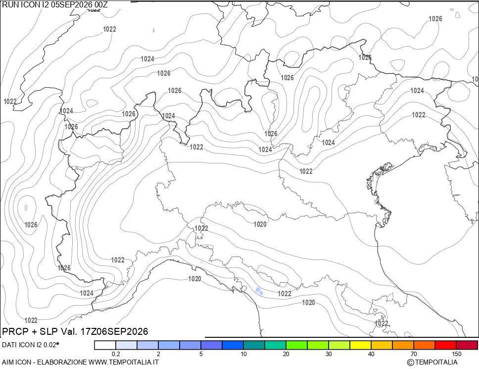 mappa Precipitazioni e pressione SLM
