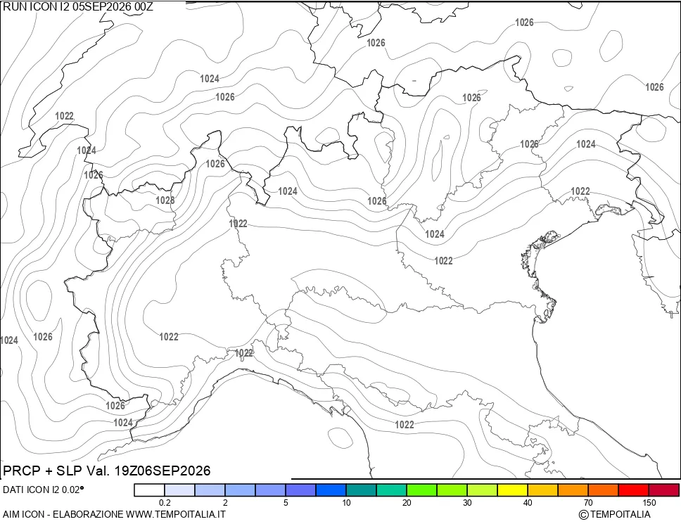 mappa Precipitazioni e pressione SLM