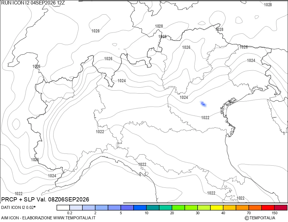mappa Precipitazioni e pressione SLM