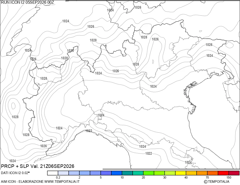 mappa Precipitazioni e pressione SLM