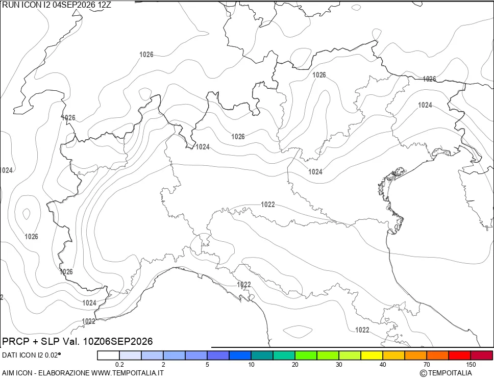 mappa Precipitazioni e pressione SLM