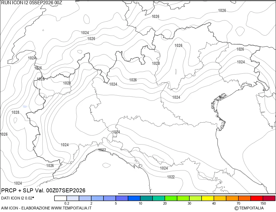 mappa Precipitazioni e pressione SLM
