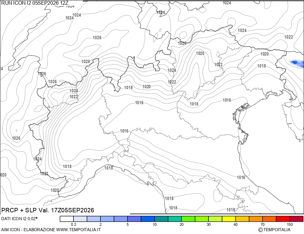 mappa Precipitazioni e pressione SLM