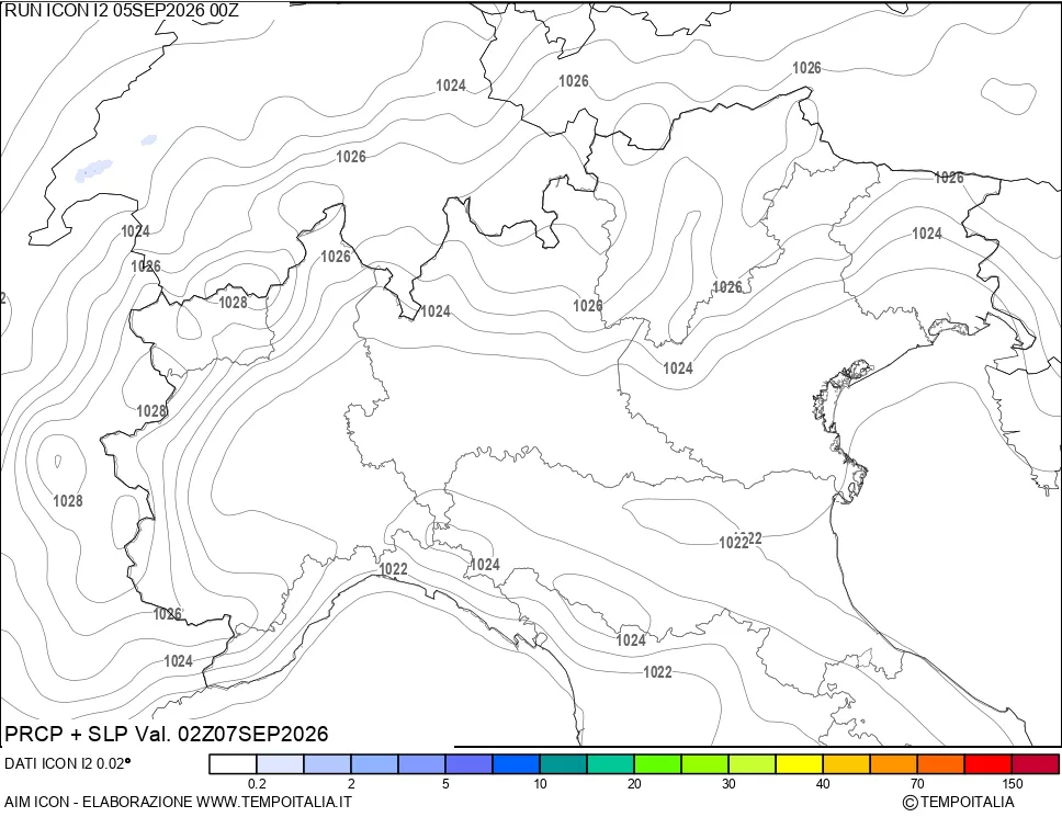 mappa Precipitazioni e pressione SLM