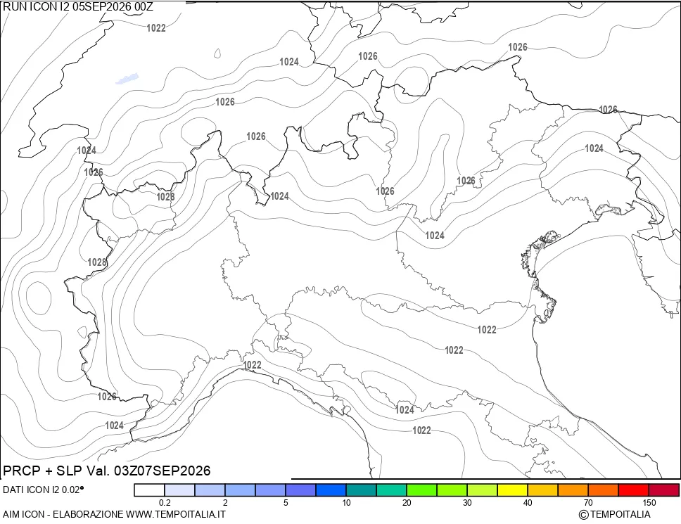 mappa Precipitazioni e pressione SLM