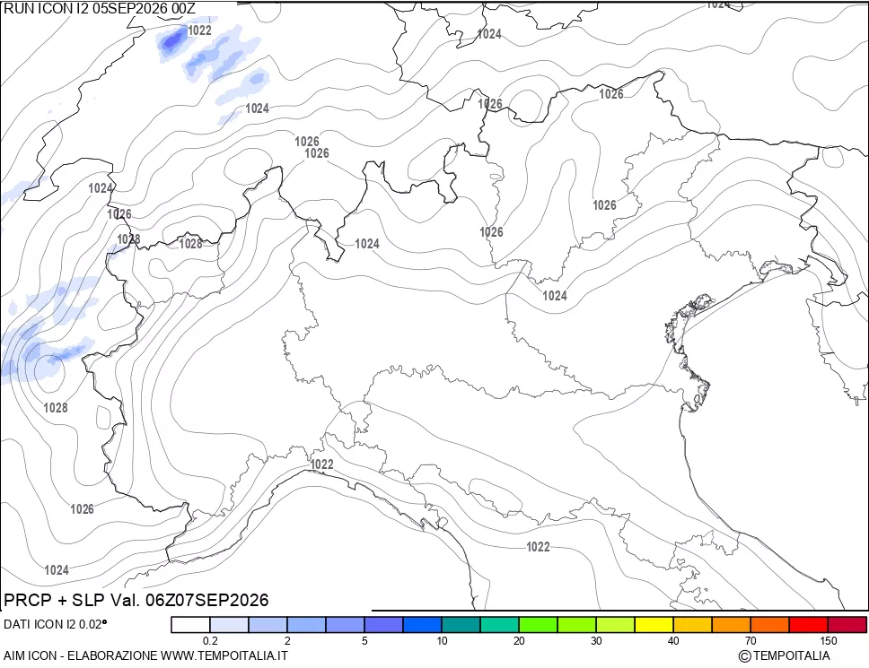 mappa Precipitazioni e pressione SLM