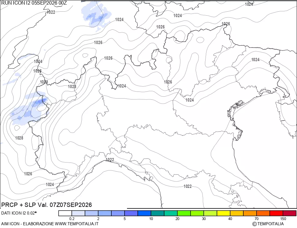 mappa Precipitazioni e pressione SLM