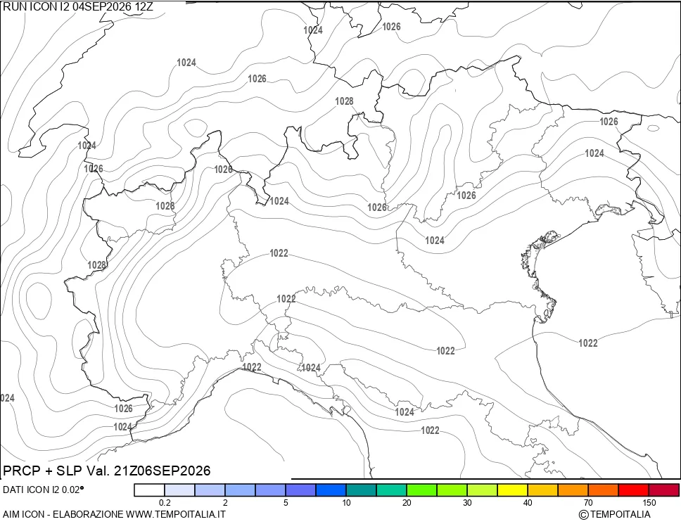 mappa Precipitazioni e pressione SLM