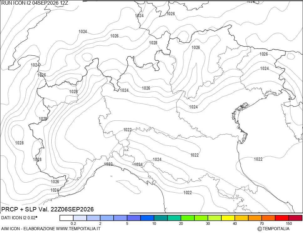 mappa Precipitazioni e pressione SLM