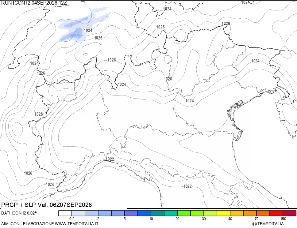 mappa Precipitazioni e pressione SLM