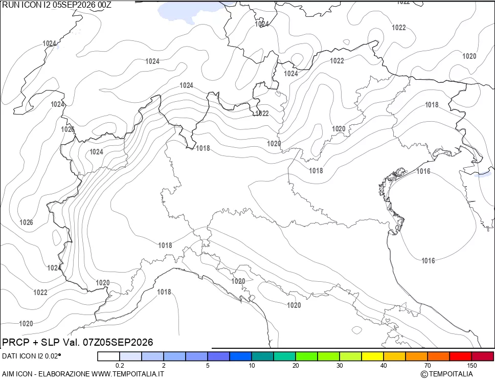 mappa Precipitazioni e pressione SLM