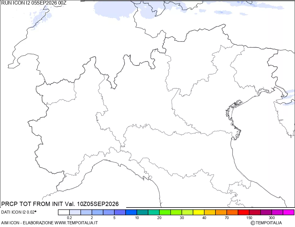 mappa Precipitazioni totali dal primo giorno