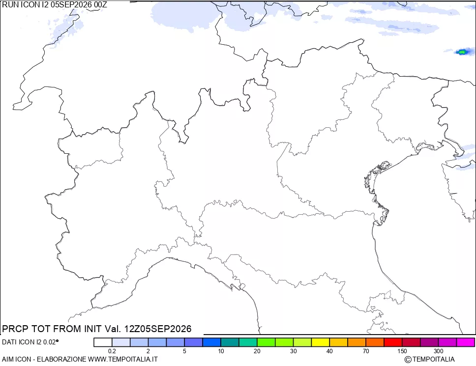 mappa Precipitazioni totali dal primo giorno