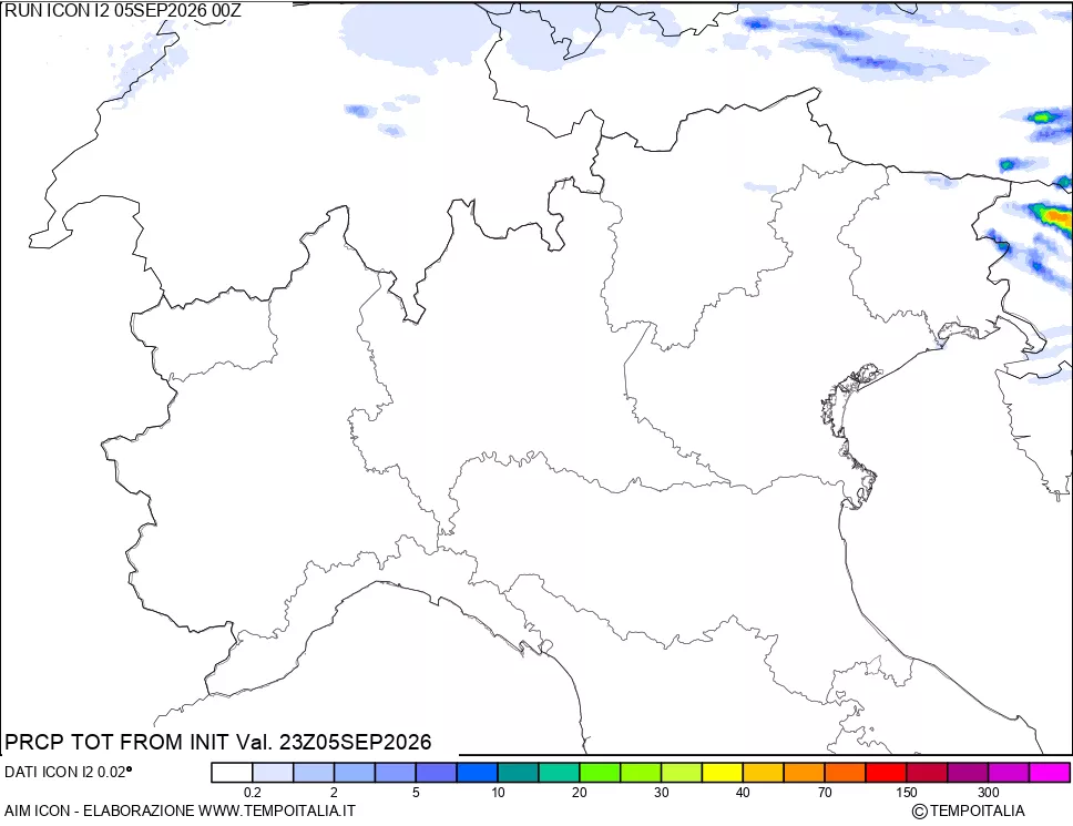 mappa Precipitazioni totali dal primo giorno