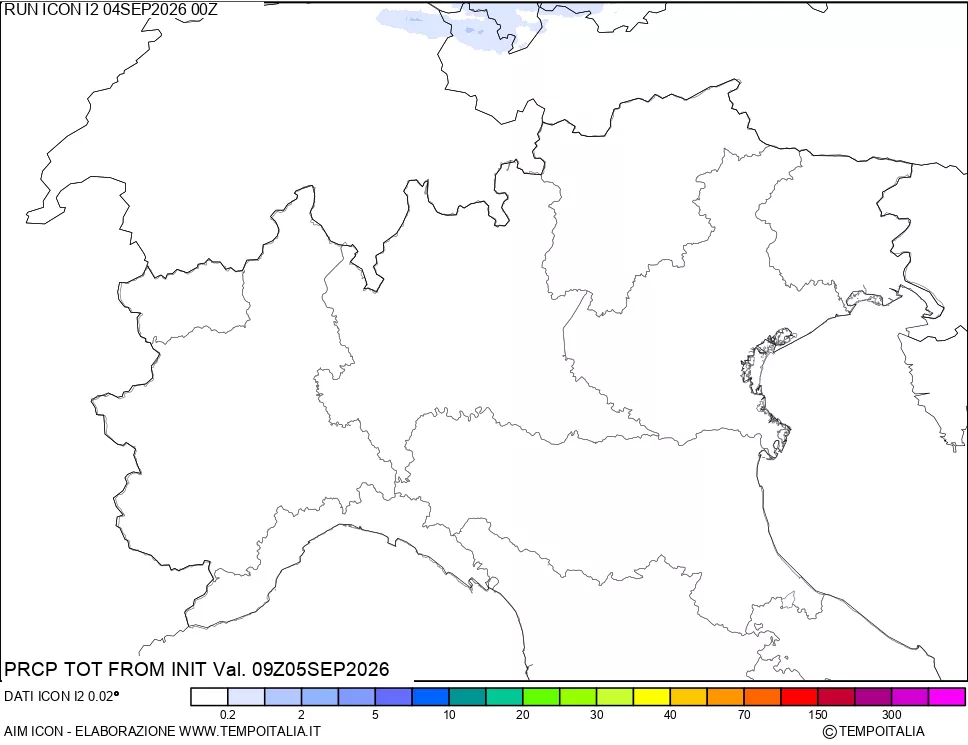 mappa Precipitazioni totali dal primo giorno