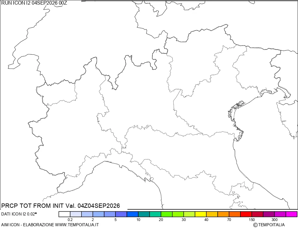 mappa Precipitazioni totali dal primo giorno