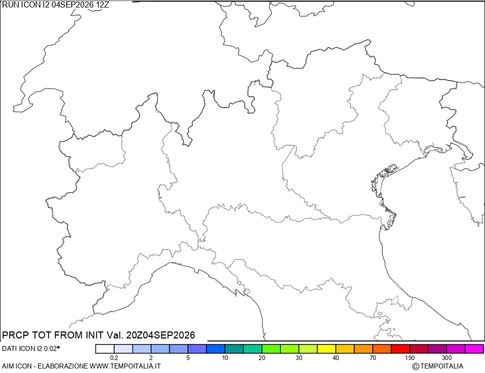 mappa Precipitazioni totali dal primo giorno