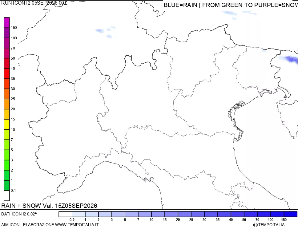 mappa Precipitazioni totali e nevose