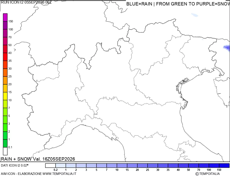 mappa Precipitazioni totali e nevose