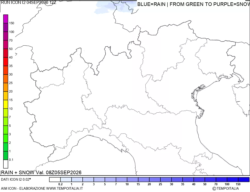 mappa Precipitazioni totali e nevose