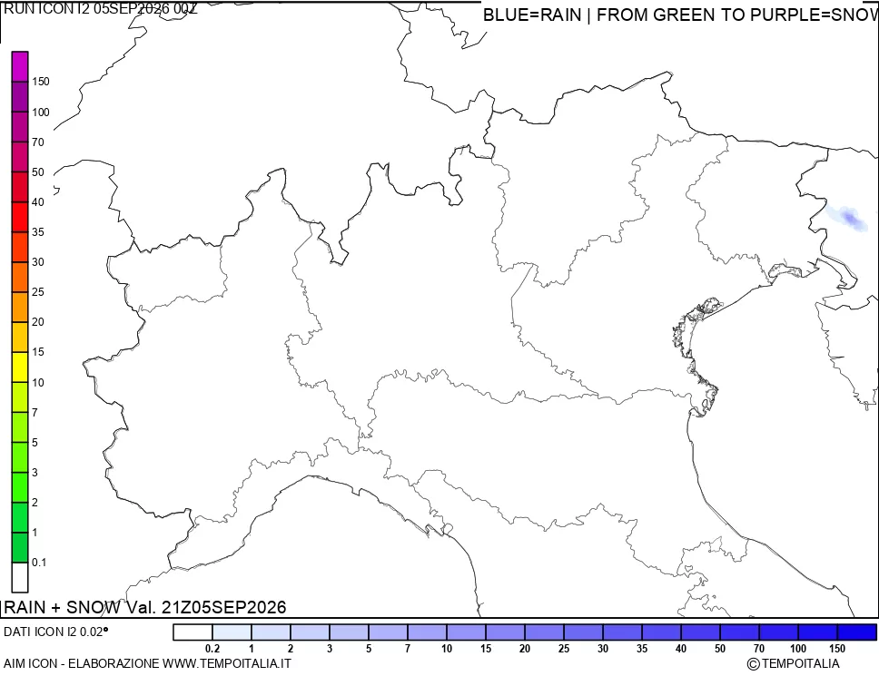 mappa Precipitazioni totali e nevose