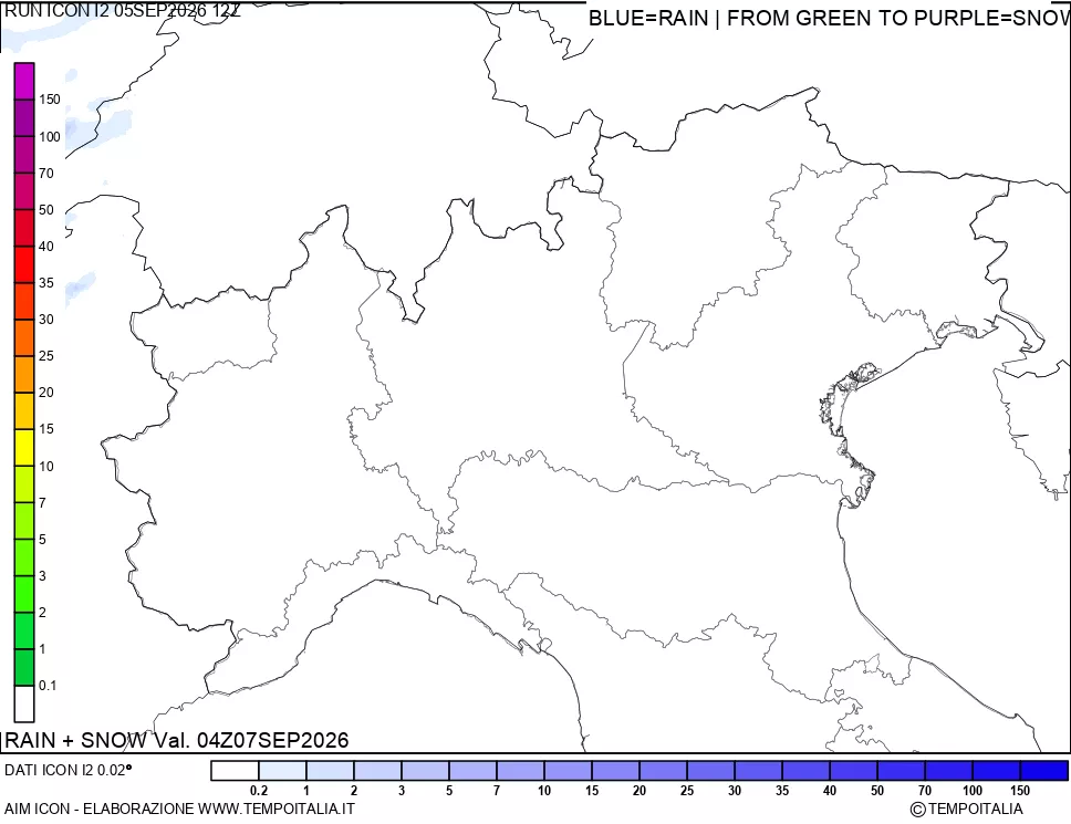 mappa Precipitazioni totali e nevose