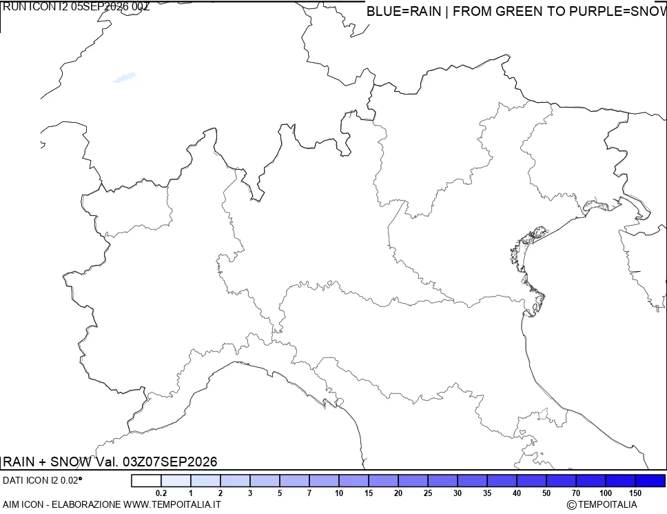 mappa Precipitazioni totali e nevose