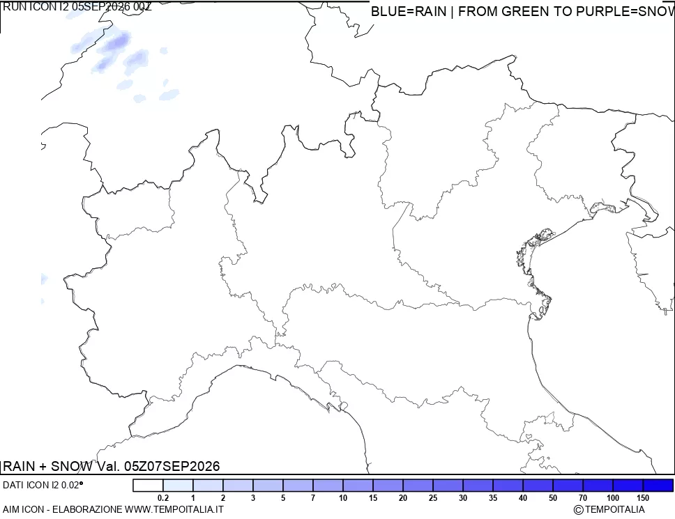 mappa Precipitazioni totali e nevose