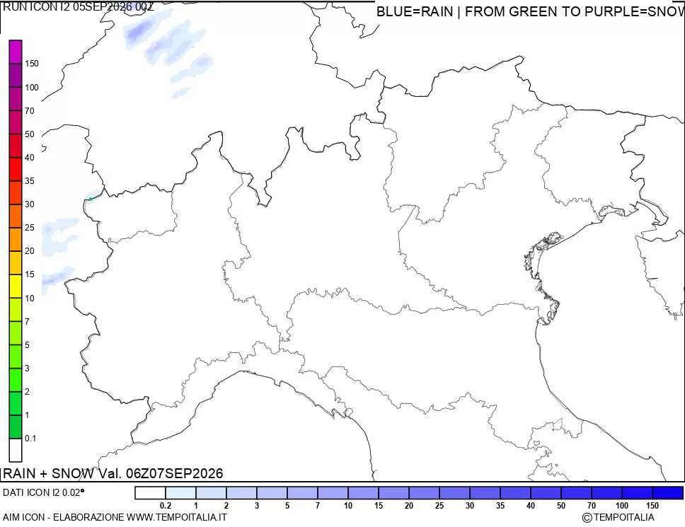 mappa Precipitazioni totali e nevose