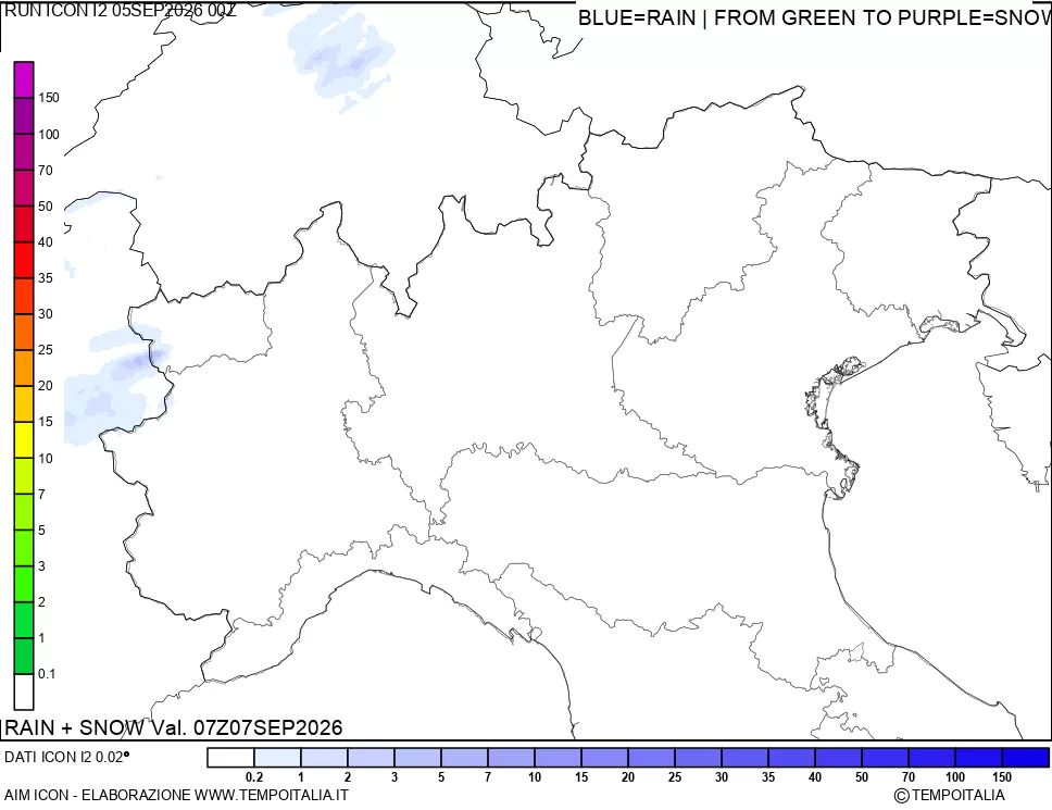 mappa Precipitazioni totali e nevose