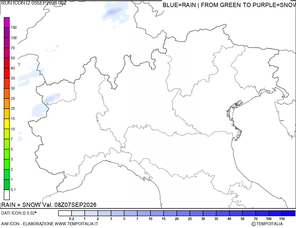 mappa Precipitazioni totali e nevose