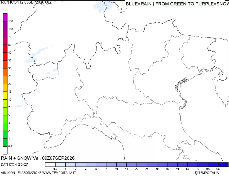 mappa Precipitazioni totali e nevose