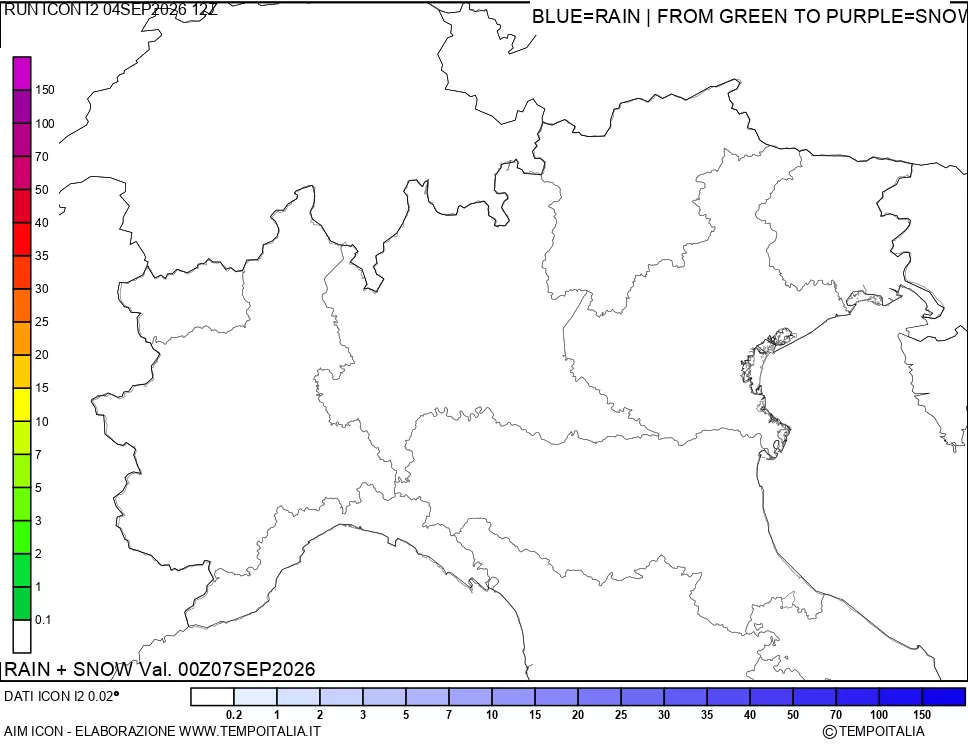 mappa Precipitazioni totali e nevose