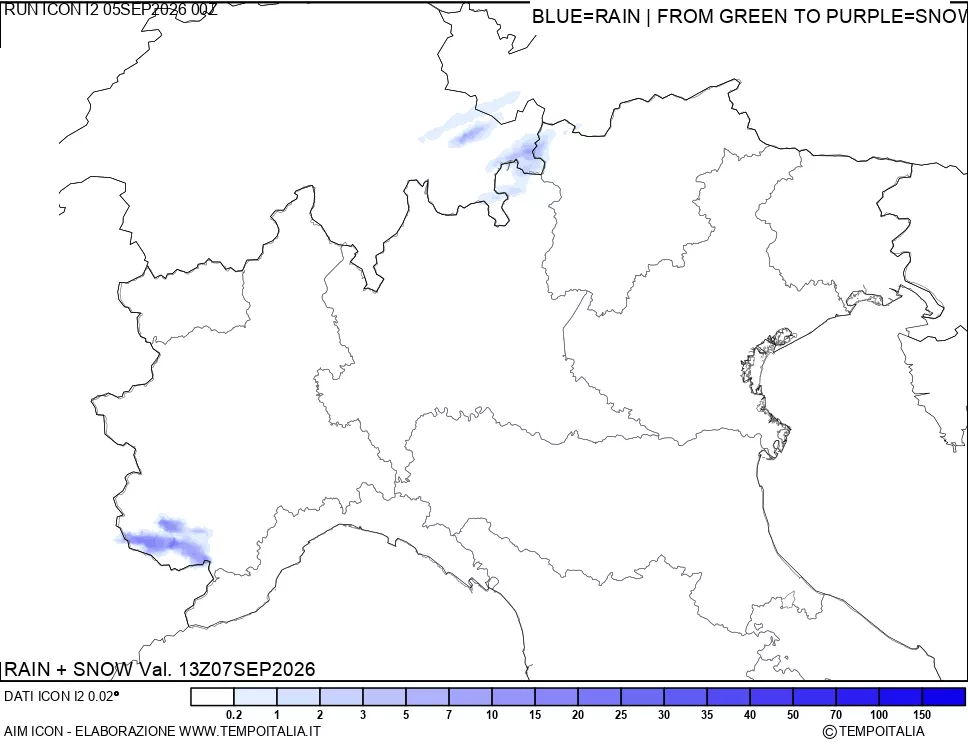 mappa Precipitazioni totali e nevose