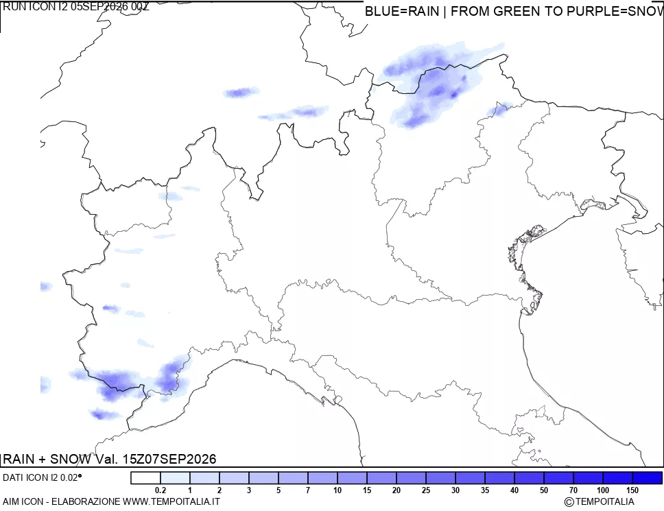 mappa Precipitazioni totali e nevose