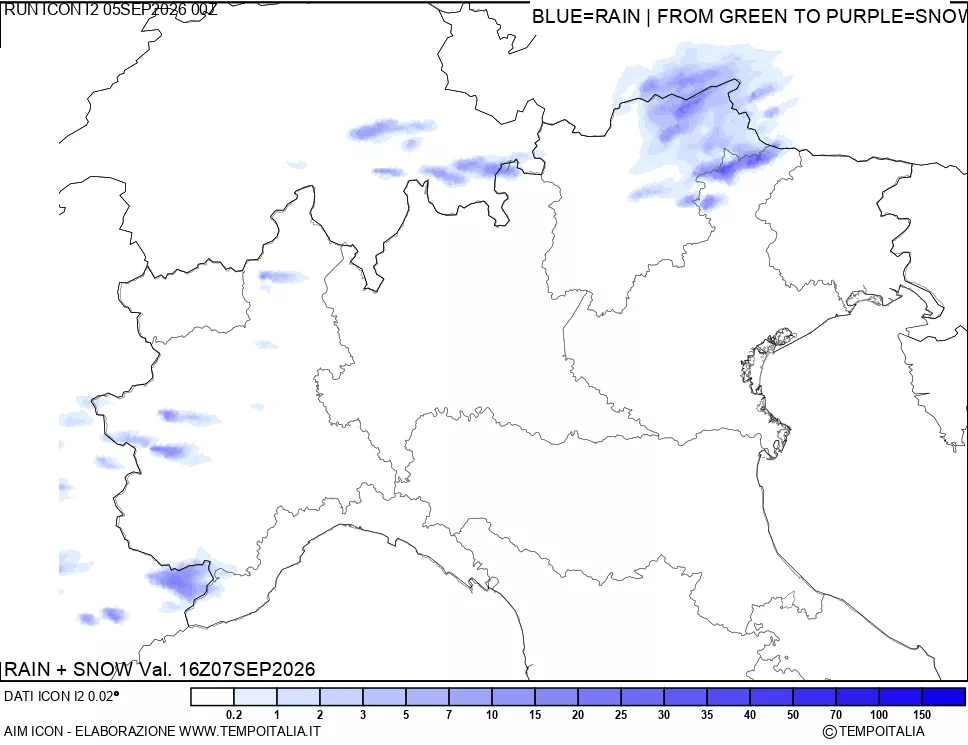 mappa Precipitazioni totali e nevose