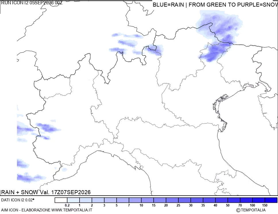 mappa Precipitazioni totali e nevose