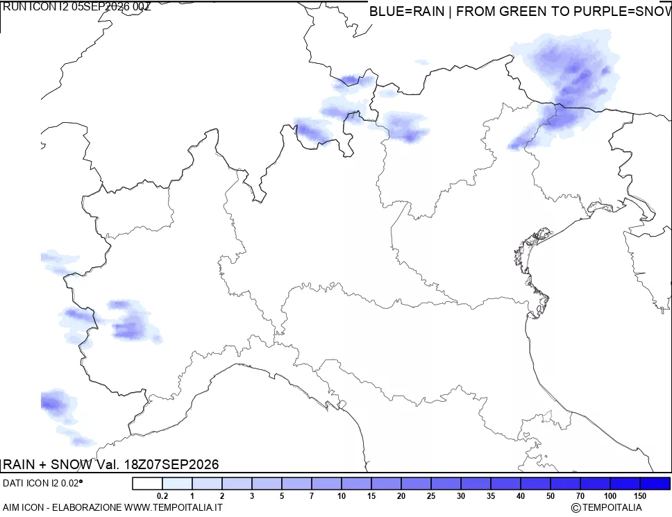 mappa Precipitazioni totali e nevose