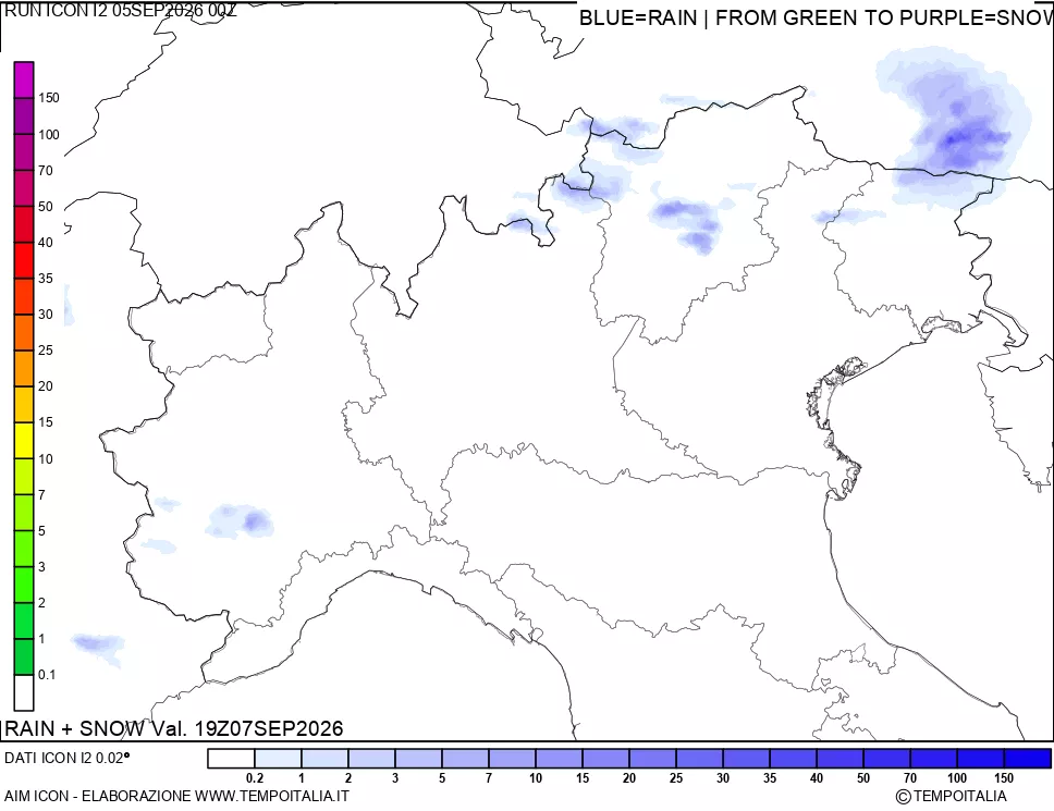 mappa Precipitazioni totali e nevose
