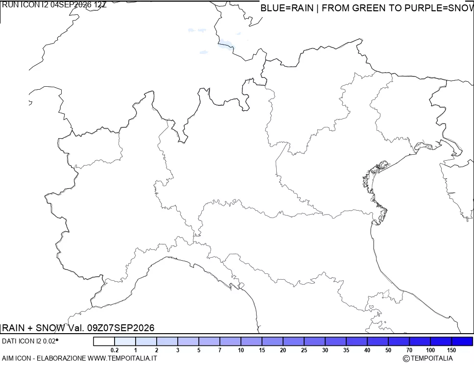 mappa Precipitazioni totali e nevose