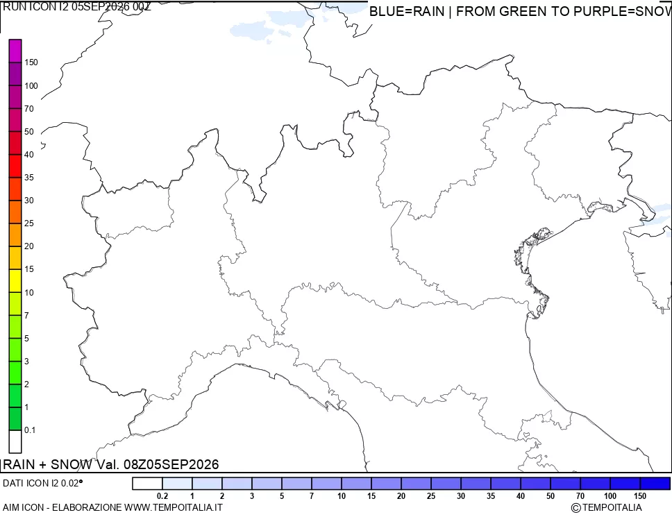mappa Precipitazioni totali e nevose
