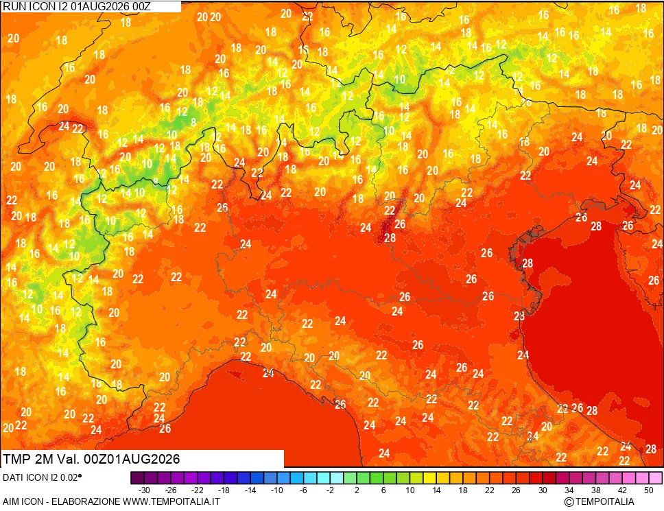 mappa Temp 2 metri