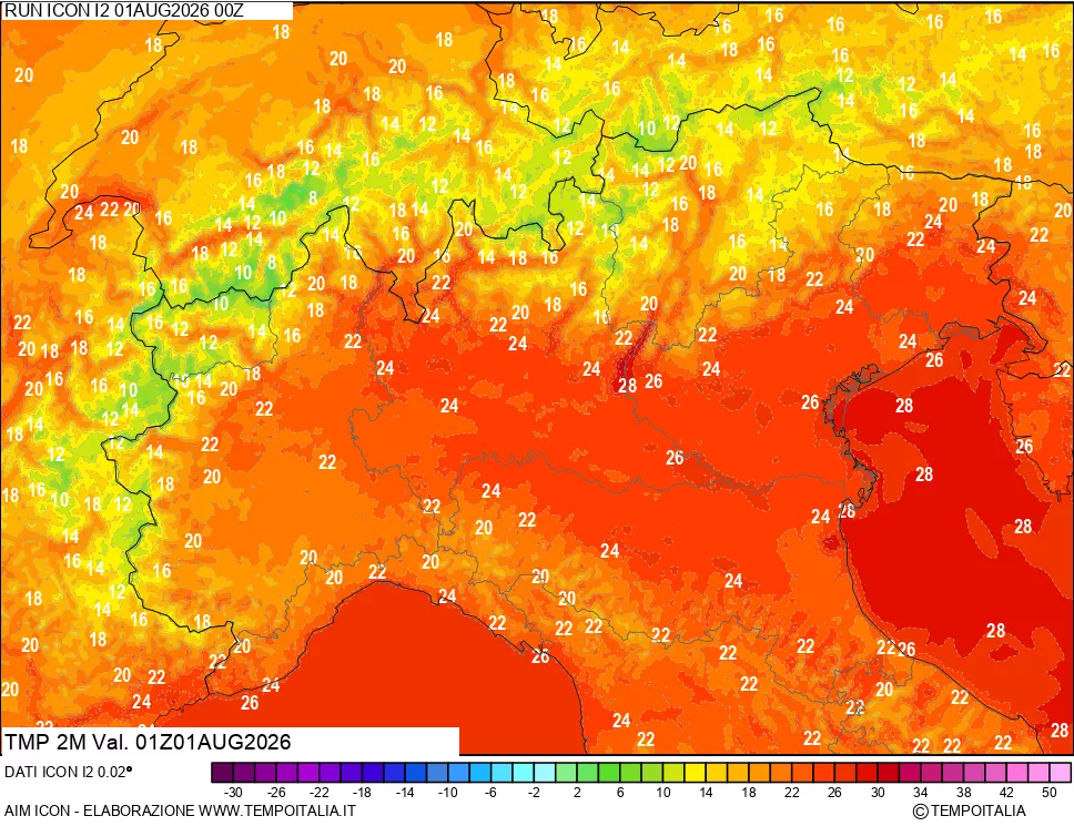 mappa Temp 2 metri